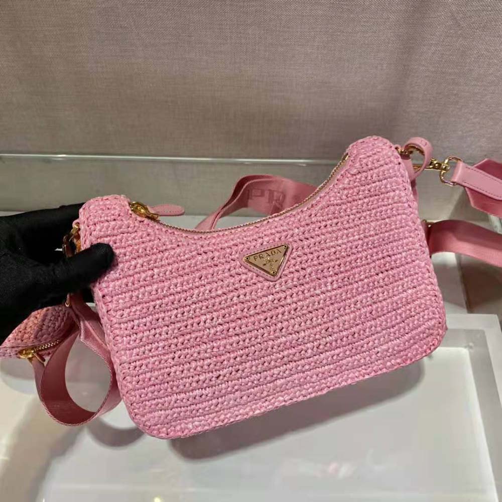 Prada Women Re-Edition 2005 Raffia Bag-Pink - image 6