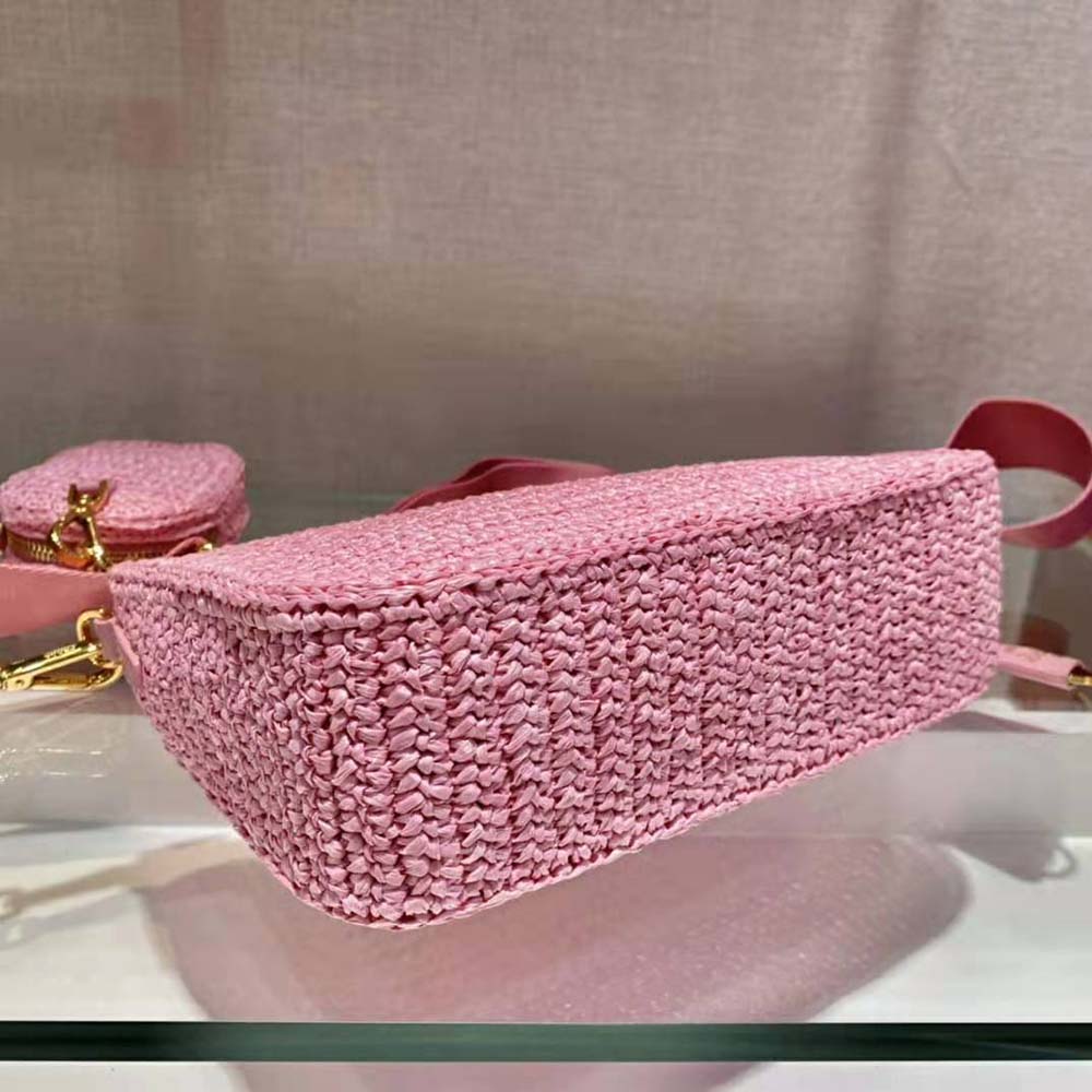 Prada Women Re-Edition 2005 Raffia Bag-Pink - image 8