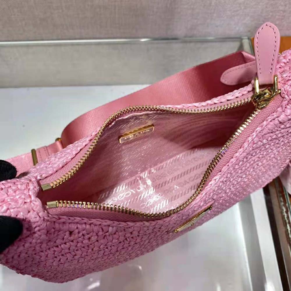Prada Women Re-Edition 2005 Raffia Bag-Pink - image 9