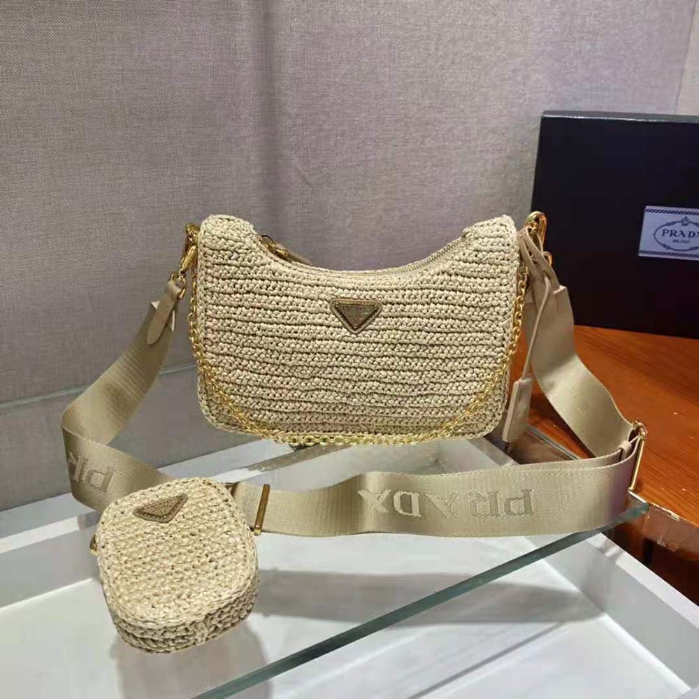Prada Women Re-Edition 2005 Raffia Bag-Natural - image 4