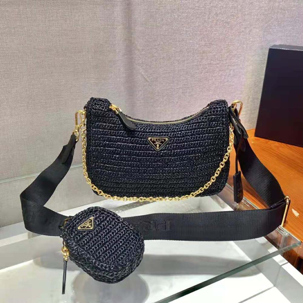 Prada Women Re-Edition 2005 Raffia Bag-Black - image 4