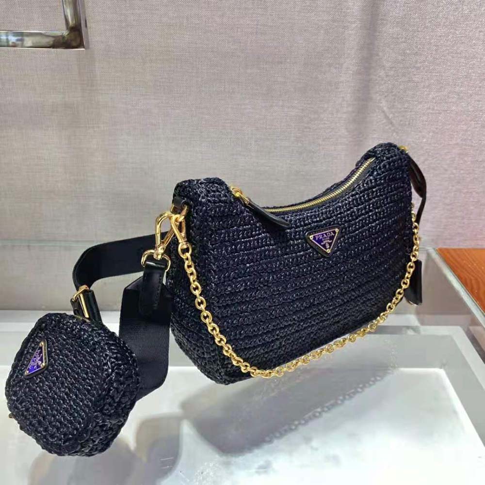 Prada Women Re-Edition 2005 Raffia Bag-Black - image 5