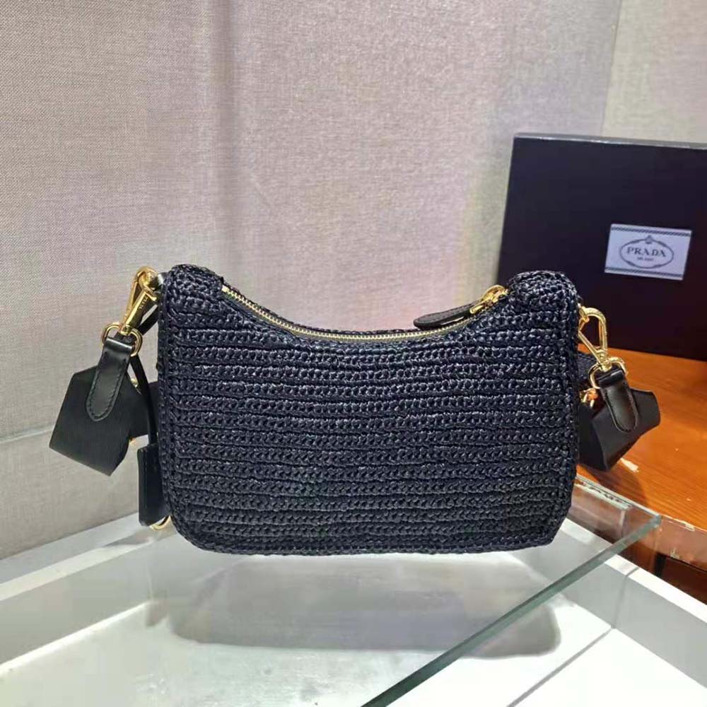 Prada Women Re-Edition 2005 Raffia Bag-Black - image 6