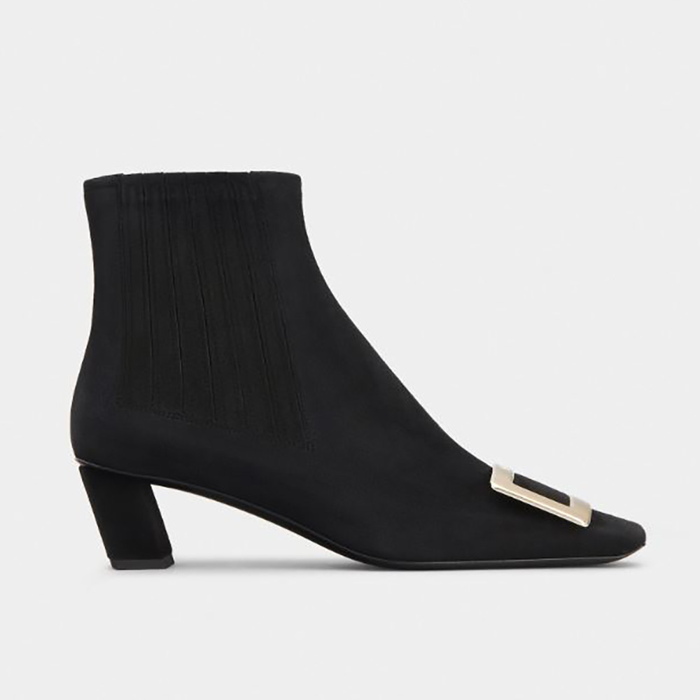 Roger Vivier Women Belle Vivier Metal Buckle Chelsea Booties in Suede