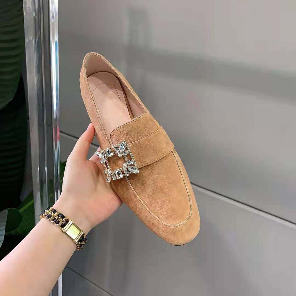 Roger Vivier Women Mini Broche Vivier Buckle Loafers in Suede - image 7