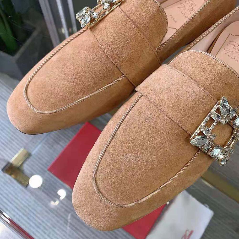 Roger Vivier Women Mini Broche Vivier Buckle Loafers in Suede - image 6