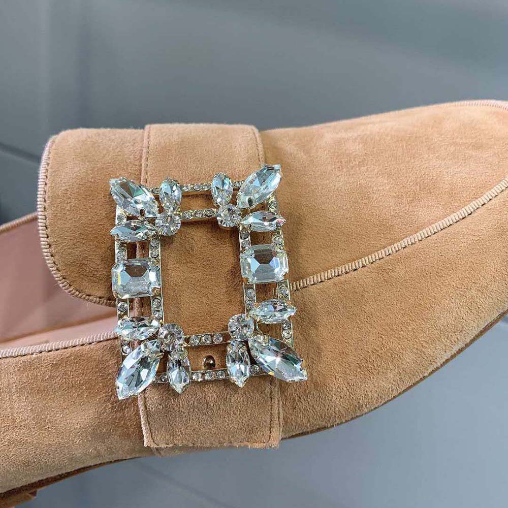 Roger Vivier Women Mini Broche Vivier Buckle Loafers in Suede - image 4