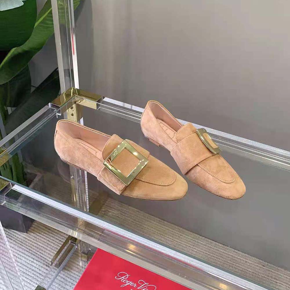 Roger Vivier Women Soft Metal Buckle Loafers in Suede - image 4