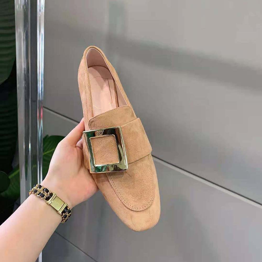 Roger Vivier Women Soft Metal Buckle Loafers in Suede - image 6