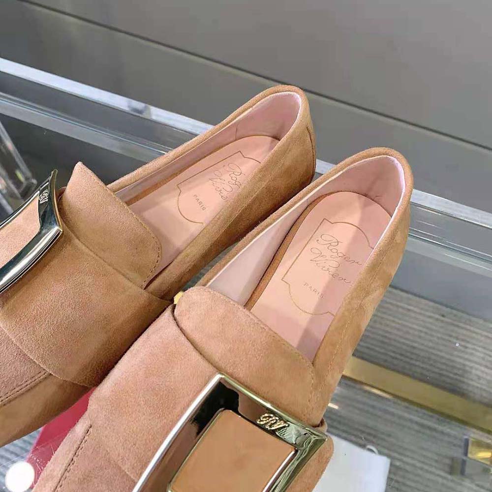 Roger Vivier Women Soft Metal Buckle Loafers in Suede - image 8