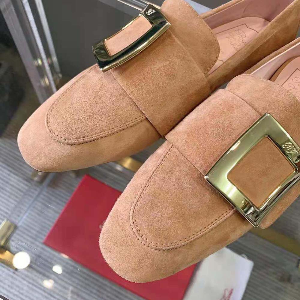 Roger Vivier Women Soft Metal Buckle Loafers in Suede - image 9
