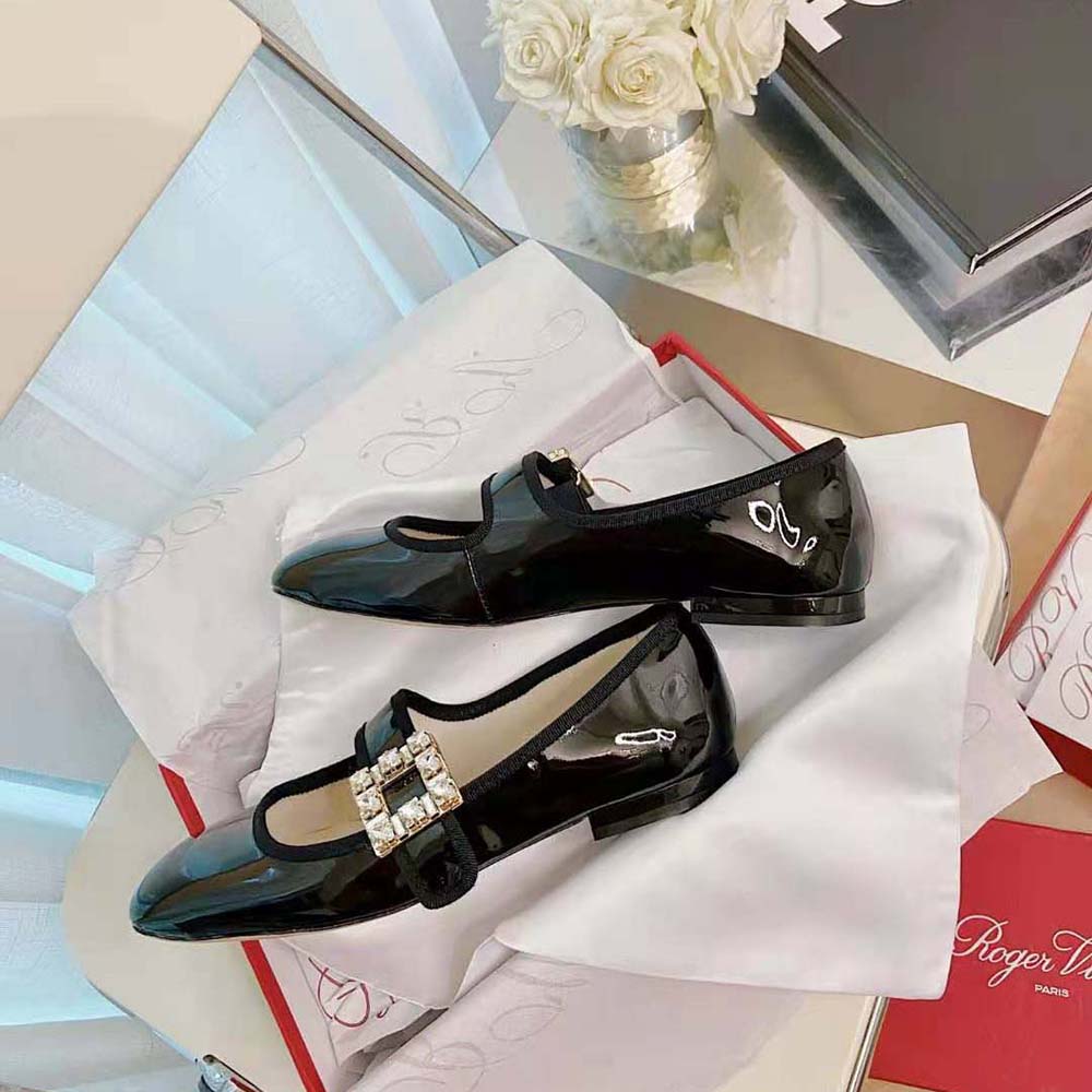 Roger Vivier Women Très Vivier Strass Buckle Babies Ballerinas in Patent Leather - image 7