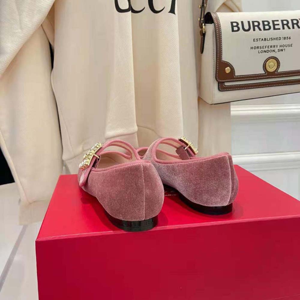 Roger Vivier Women Tres Vivier Strass Buckle Babies Ballerinas in Velvet - image 7