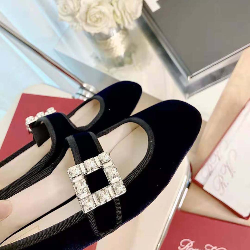 Roger Vivier Women Très Vivier Strass Buckle Babies Ballerinas in Velvet - image 9