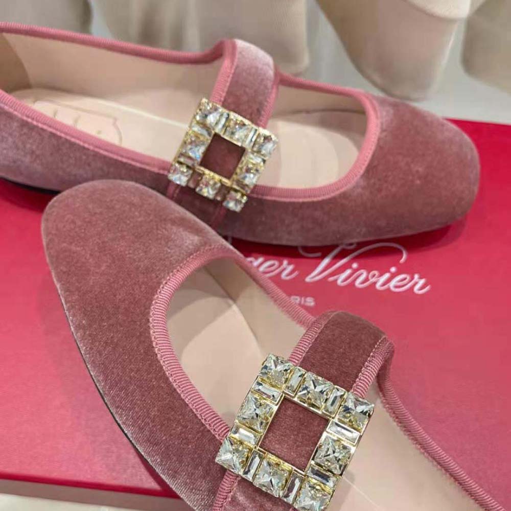 Roger Vivier Women Tres Vivier Strass Buckle Babies Ballerinas in Velvet - image 8