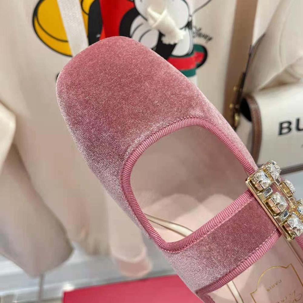 Roger Vivier Women Tres Vivier Strass Buckle Babies Ballerinas in Velvet - image 9