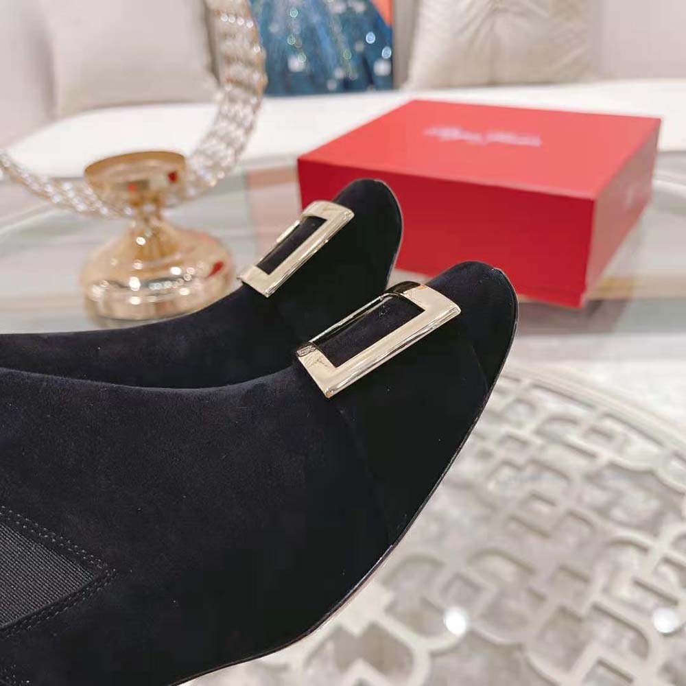 Roger Vivier Women Trompette Metal Buckle Chelsea Booties in Suede - image 10