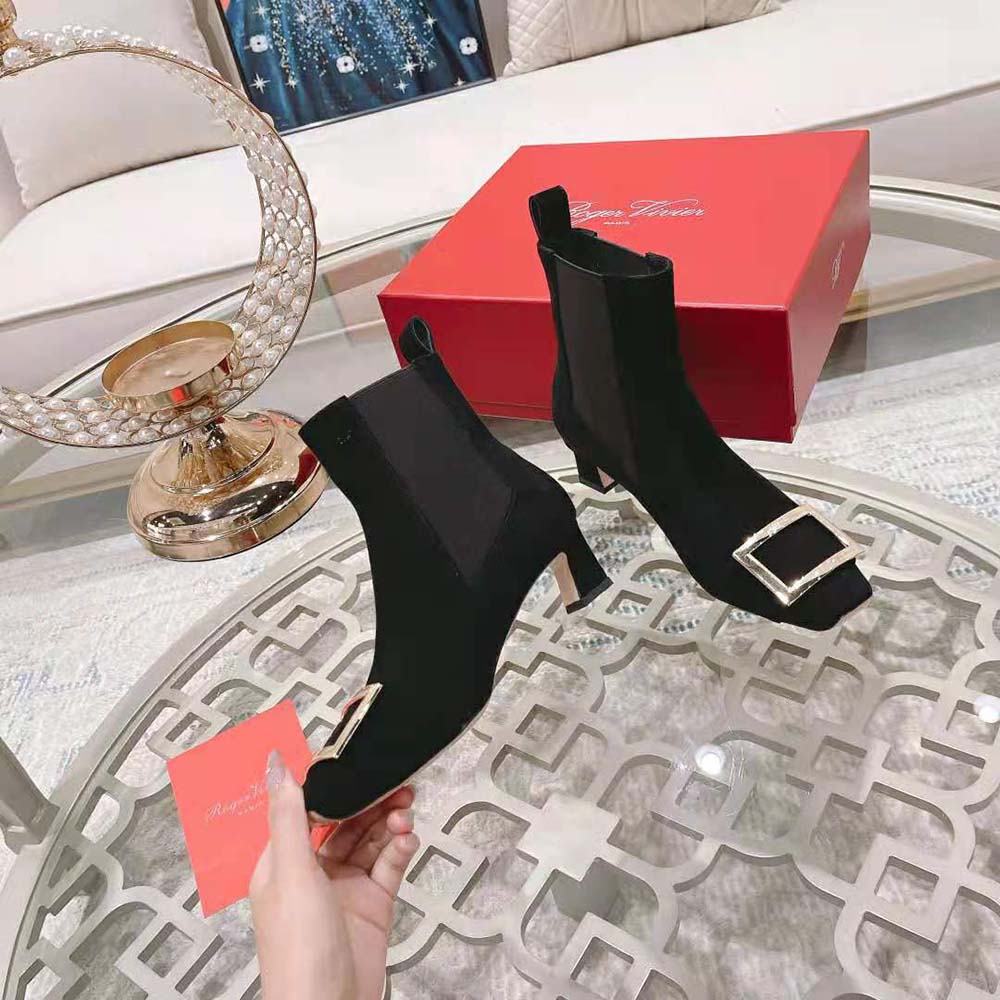 Roger Vivier Women Trompette Metal Buckle Chelsea Booties in Suede - image 7