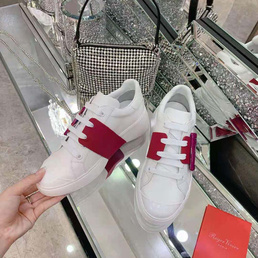 Top-down angle showing soft leather and lace-up detail of Viv Skate Sneakers