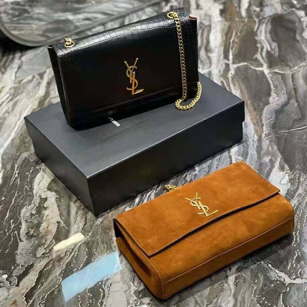 Saint Laurent YSL Women Kate Medium Reversible in Suede and Crocodile-Embossed Leather - image 6