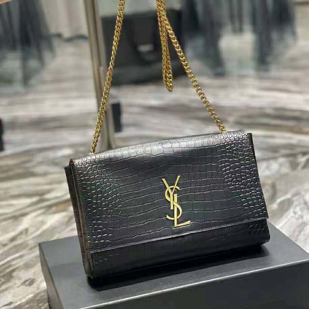 Saint Laurent YSL Women Kate Medium Reversible in Suede and Crocodile-Embossed Leather - image 7
