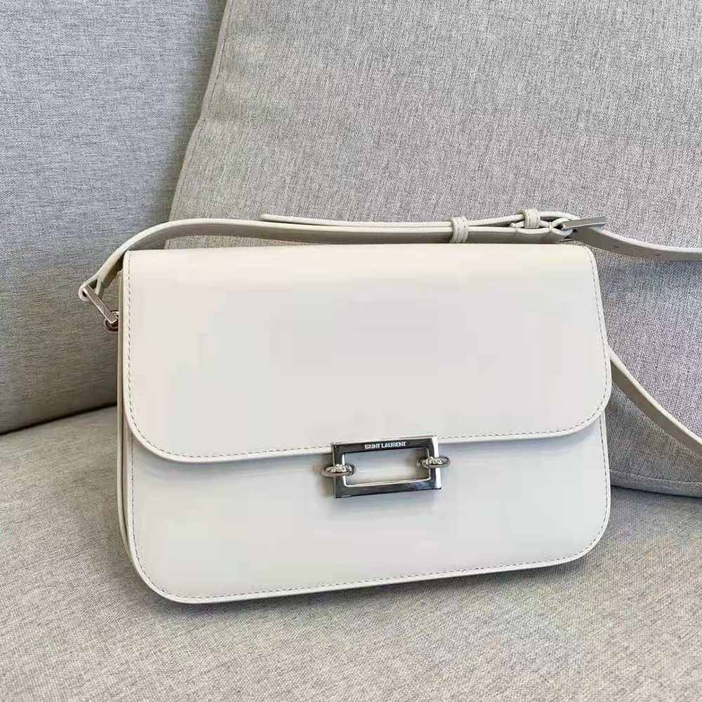 Side profile showing compact silhouette of Saint Laurent YSL Women LE Pave Satchel