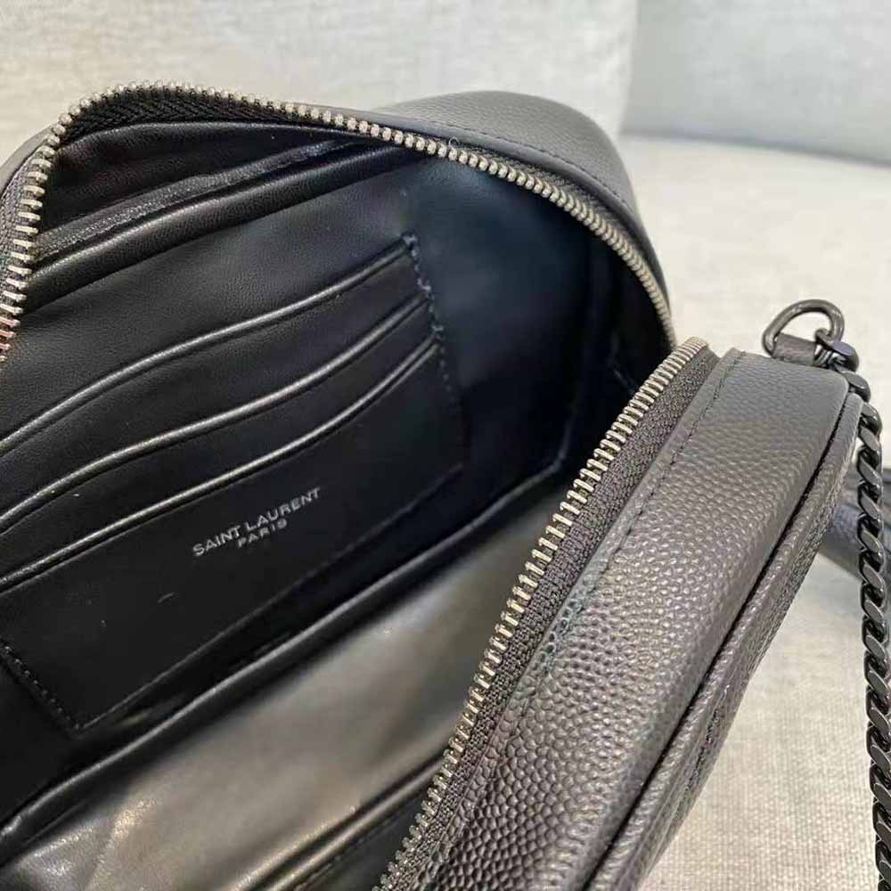 Saint Laurent YSL Women Lou Mini Bag in Quilted Grain DE Poudre Embossed Leather-Black - image 7