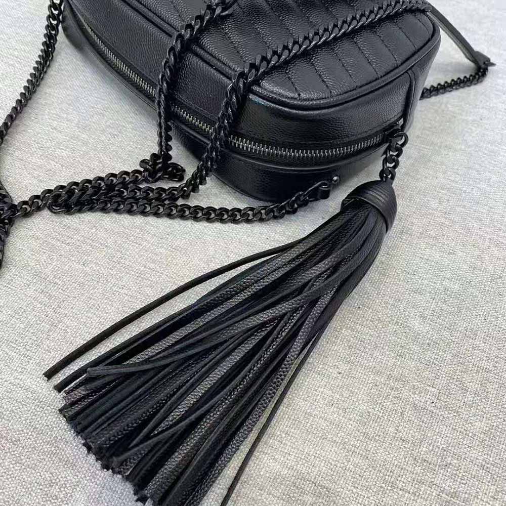 Saint Laurent YSL Women Lou Mini Bag in Quilted Grain DE Poudre Embossed Leather-Black - image 8