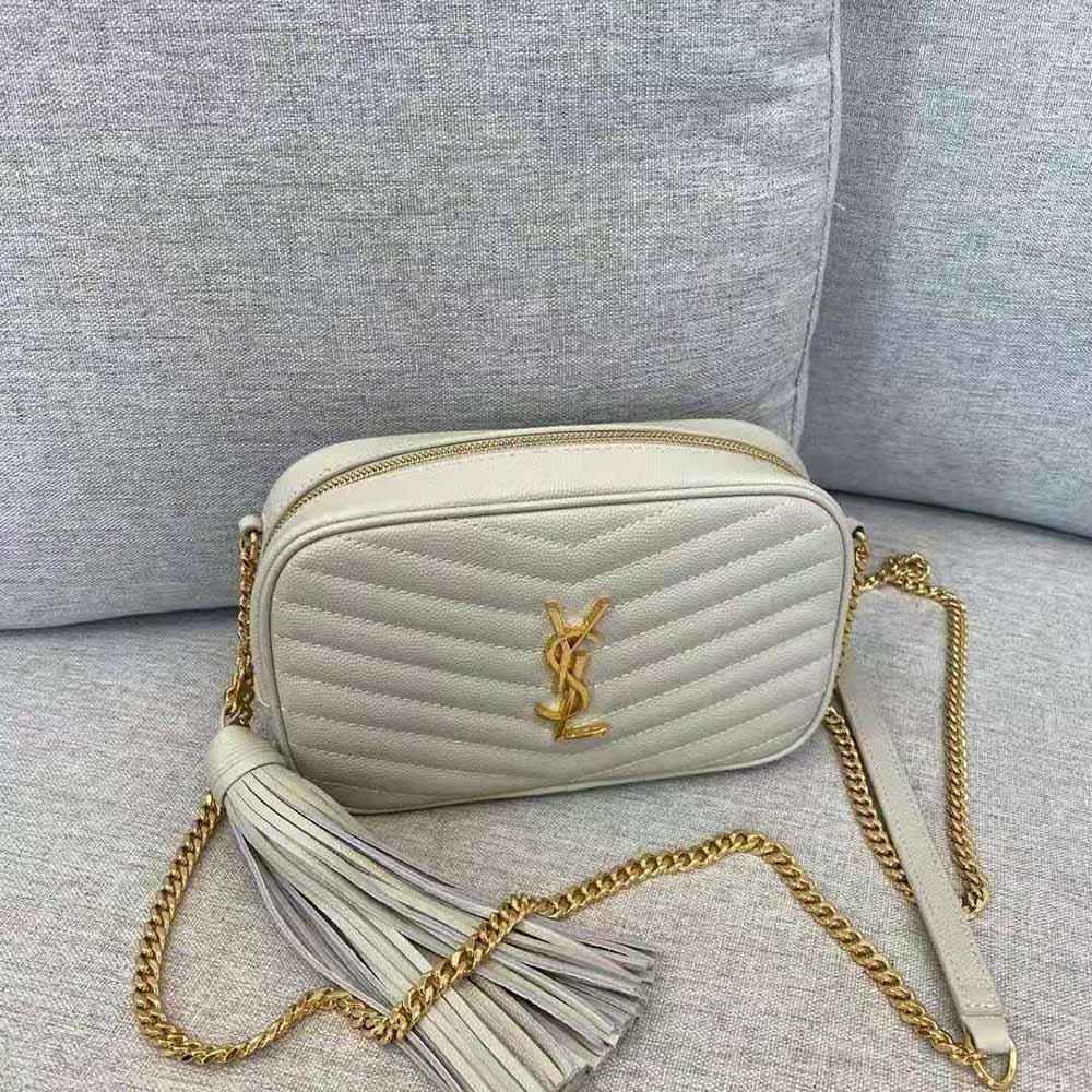 Saint Laurent YSL Women Lou Mini Bag in Quilted Grain DE Poudre Embossed Leather-White - image 3