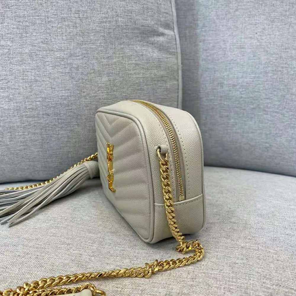 Saint Laurent YSL Women Lou Mini Bag in Quilted Grain DE Poudre Embossed Leather-White - image 6