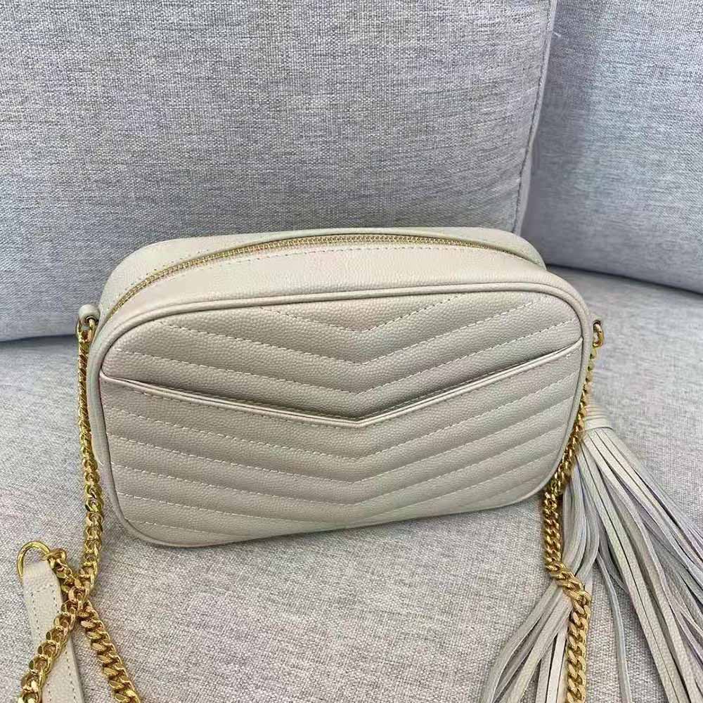 Saint Laurent YSL Women Lou Mini Bag in Quilted Grain DE Poudre Embossed Leather-White - image 4