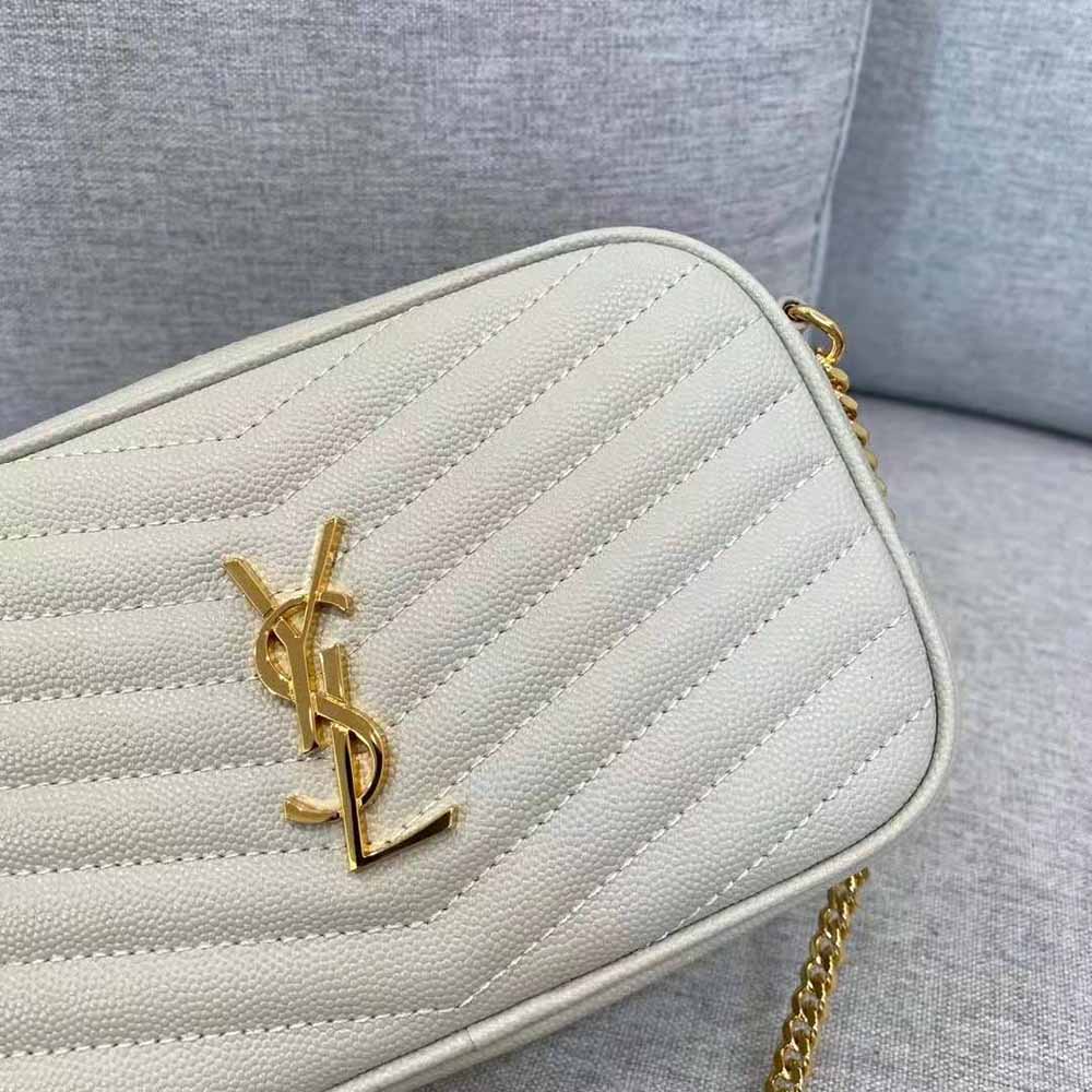Saint Laurent YSL Women Lou Mini Bag in Quilted Grain DE Poudre Embossed Leather-White - image 9