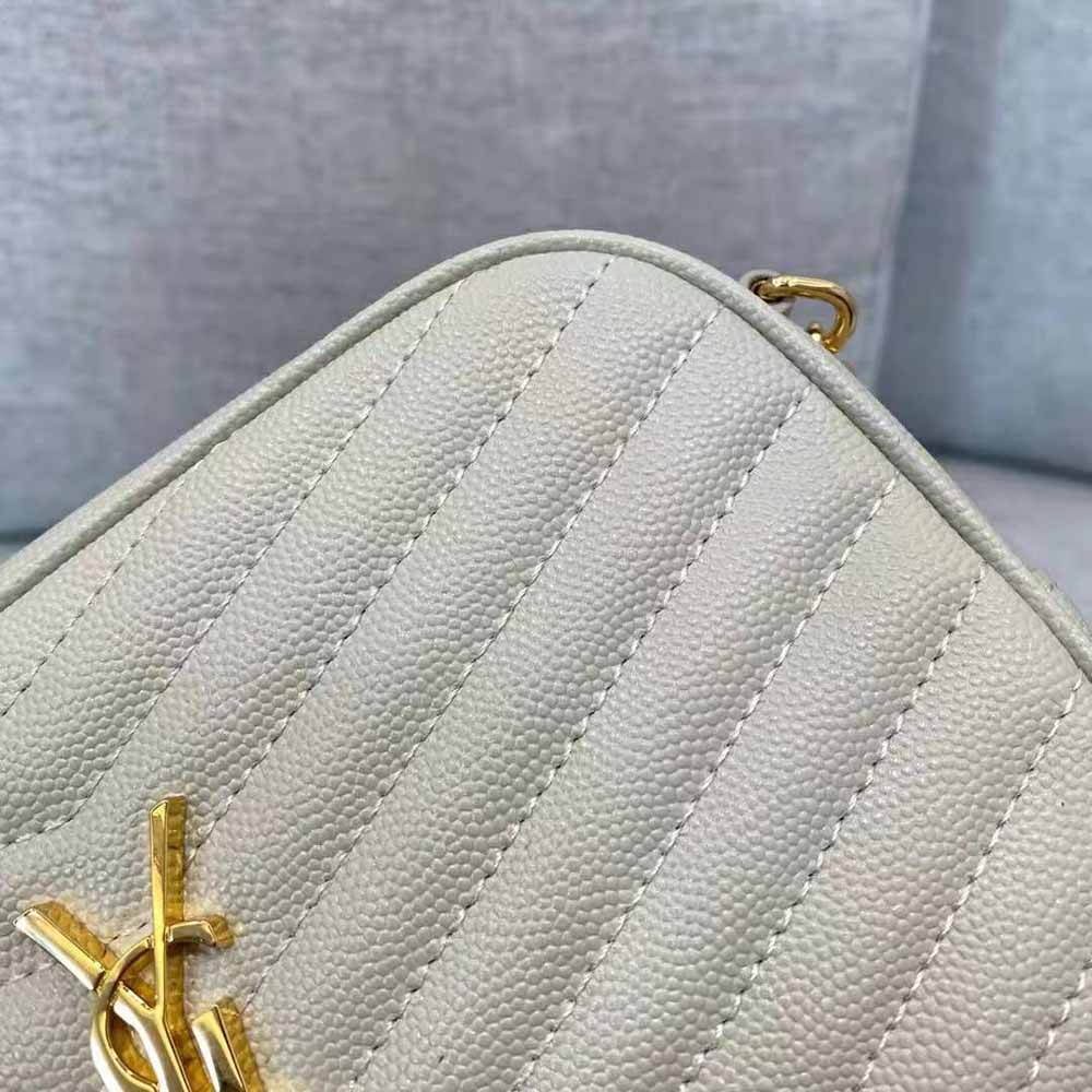 Saint Laurent YSL Women Lou Mini Bag in Quilted Grain DE Poudre Embossed Leather-White - image 8