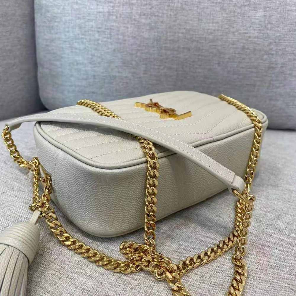 Saint Laurent YSL Women Lou Mini Bag in Quilted Grain DE Poudre Embossed Leather-White - image 7