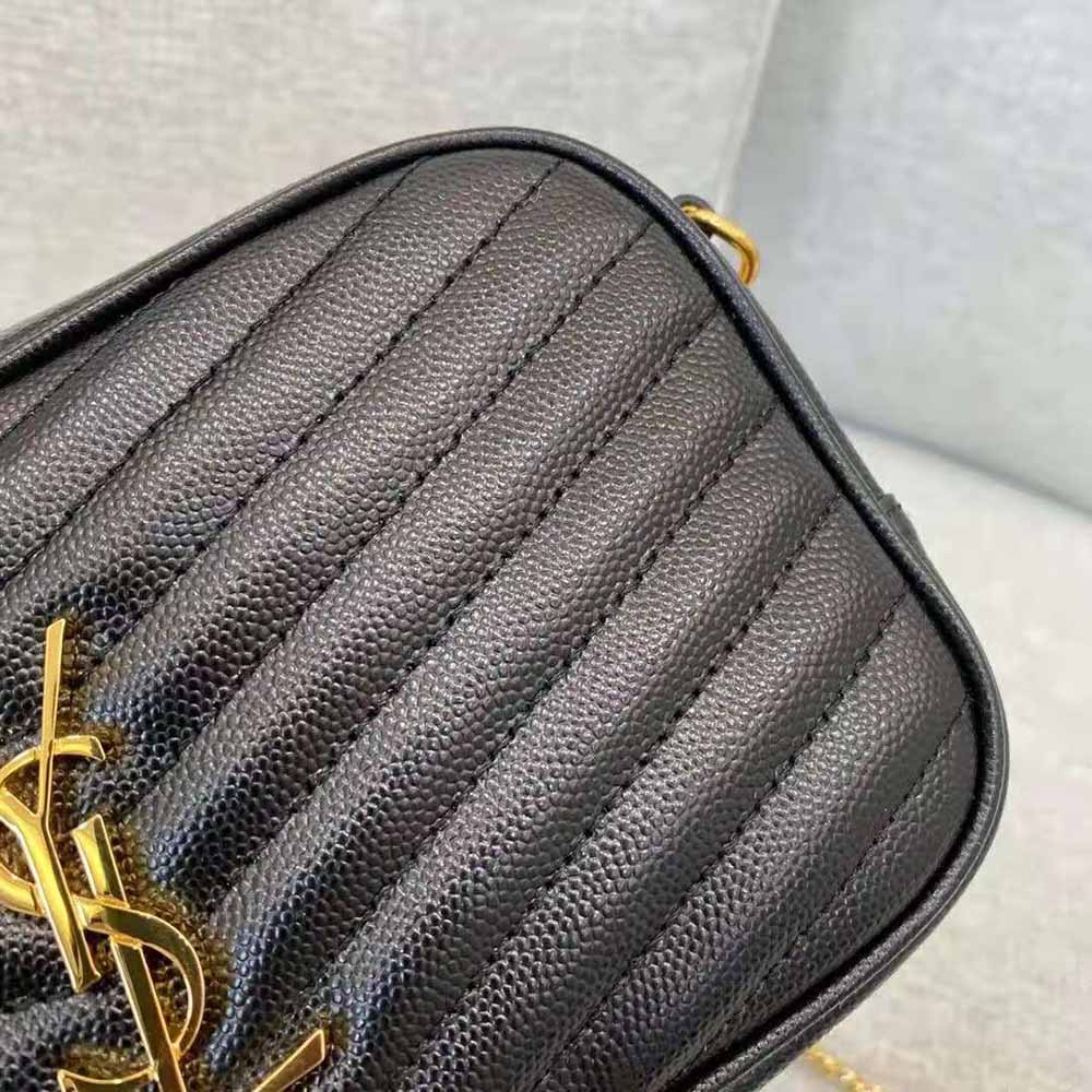 Saint Laurent YSL Women Lou Mini Bag in Quilted Grain DE Poudre Embossed Leather-Black - image 4