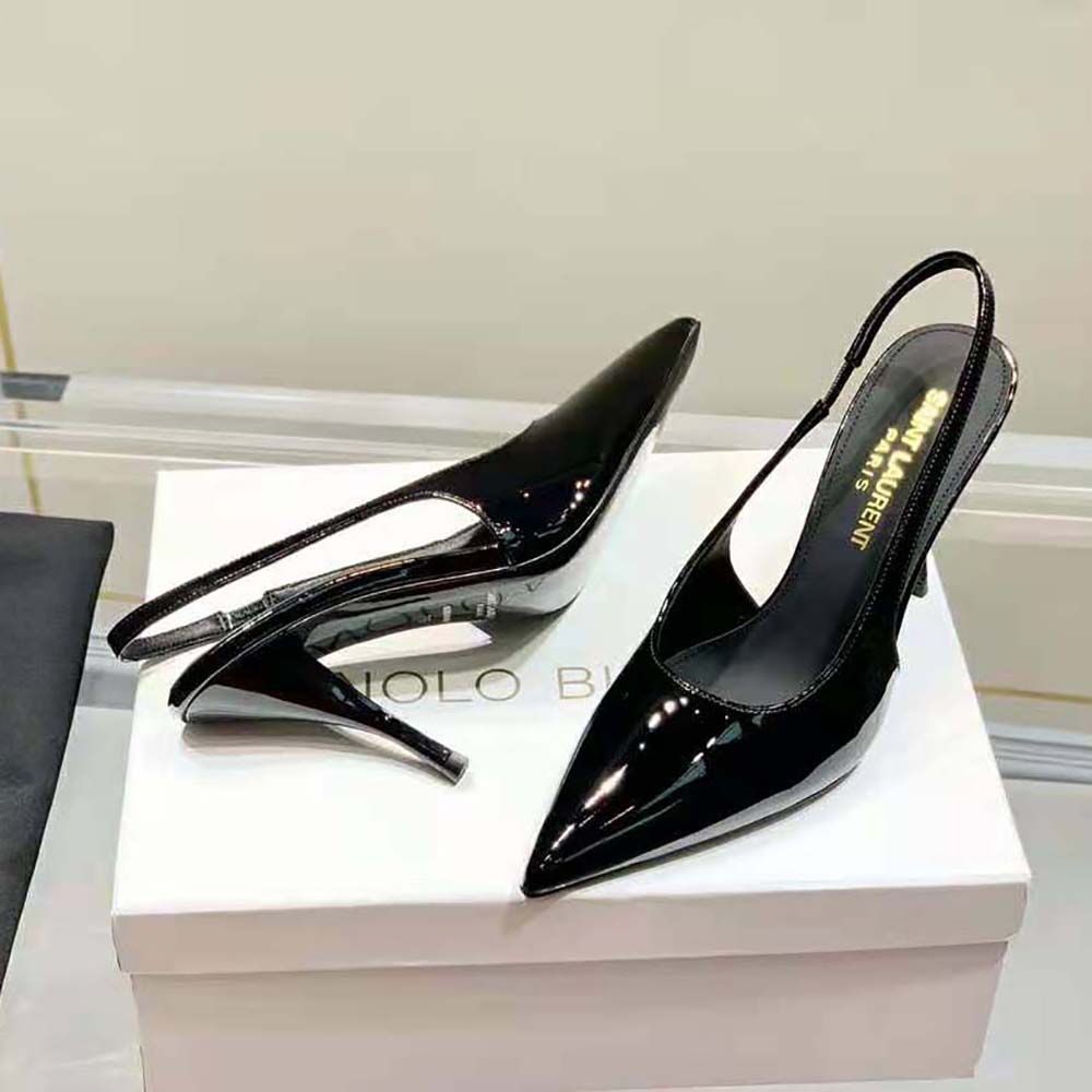 Saint Laurent YSL Women Viper Slingback Pumps in Patent Leather - image 6