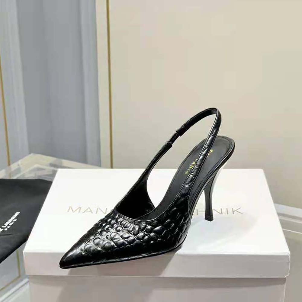 Saint Laurent YSL Women Viper Slingback Pumps in Shiny Crocodile-Embossed Leather - image 6