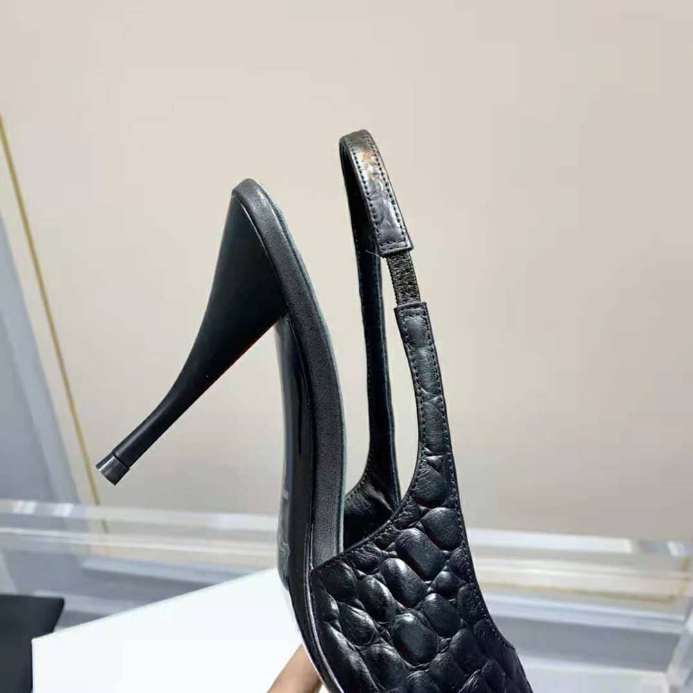 Saint Laurent YSL Women Viper Slingback Pumps in Shiny Crocodile-Embossed Leather - image 8