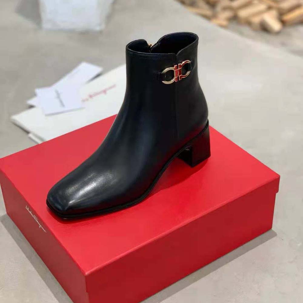 Salvatore Ferragamo Women Gancini Bootie in 55mm Heel-Black - image 6
