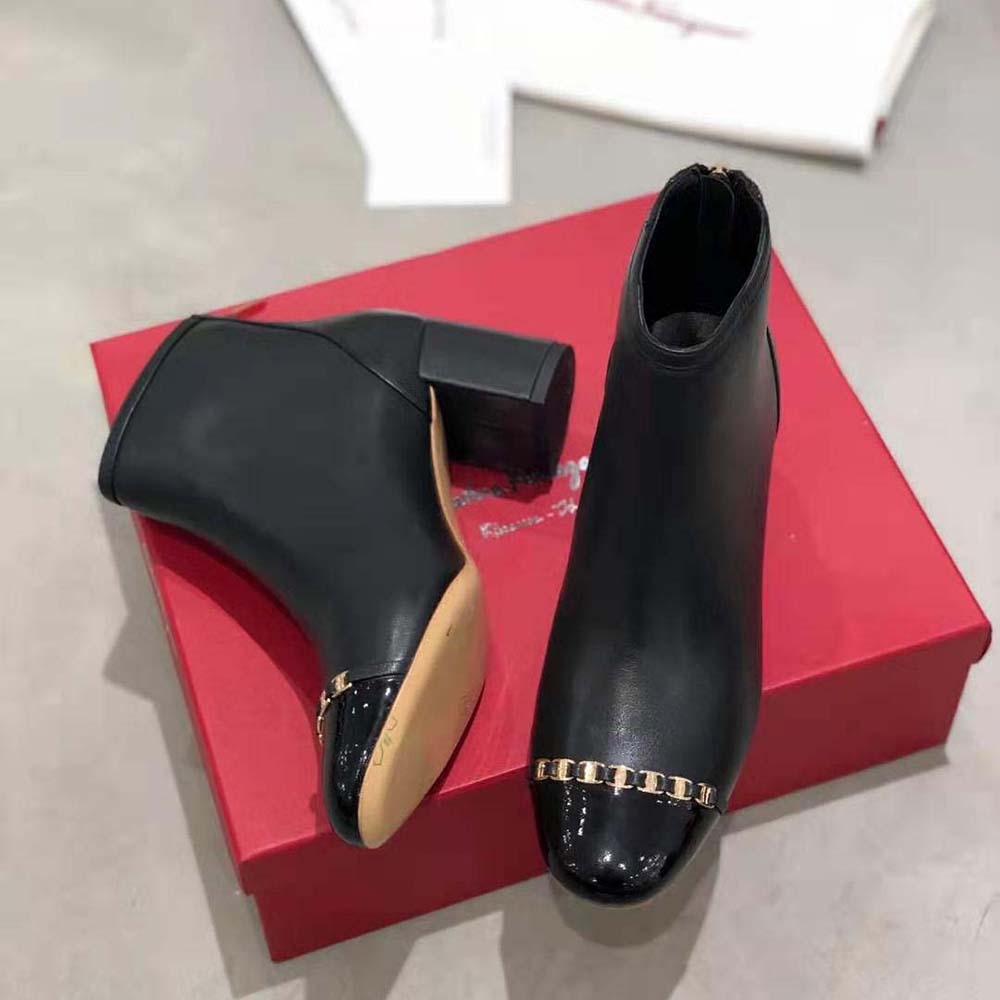 Salvatore Ferragamo Women Vara Chain Bootie in 70mm Heel-Black - image 5