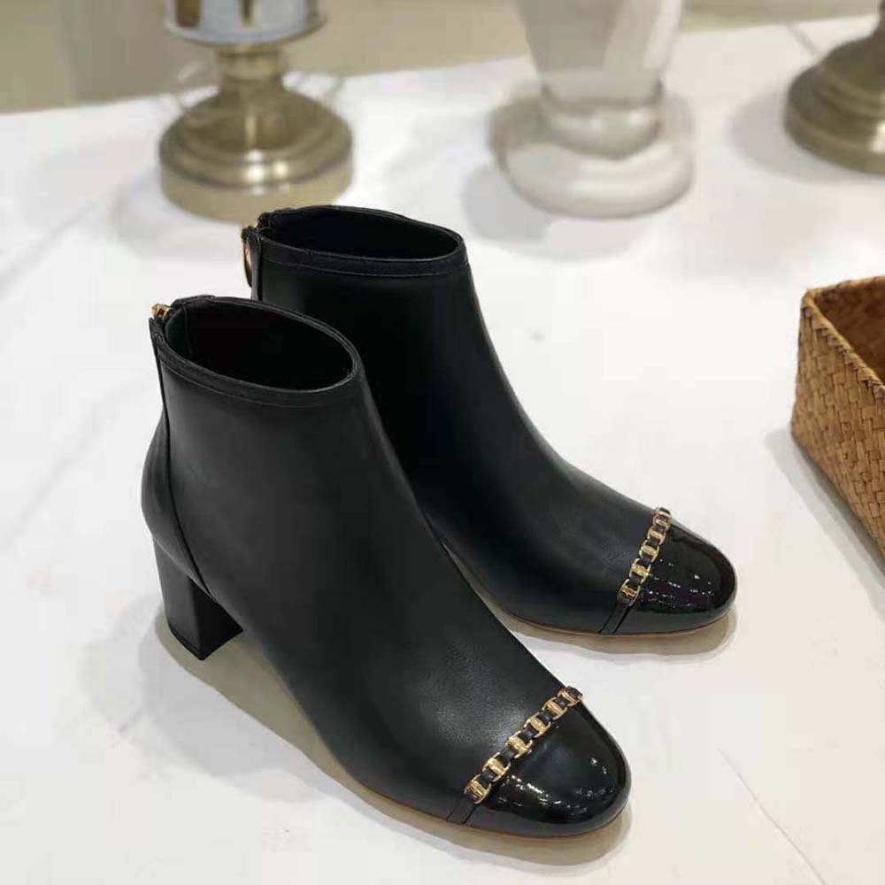 Salvatore Ferragamo Women Vara Chain Bootie in 70mm Heel-Black - image 4