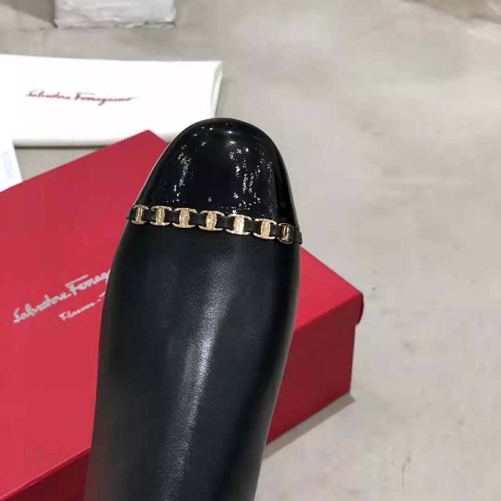Salvatore Ferragamo Women Vara Chain Bootie in 70mm Heel-Black - image 8