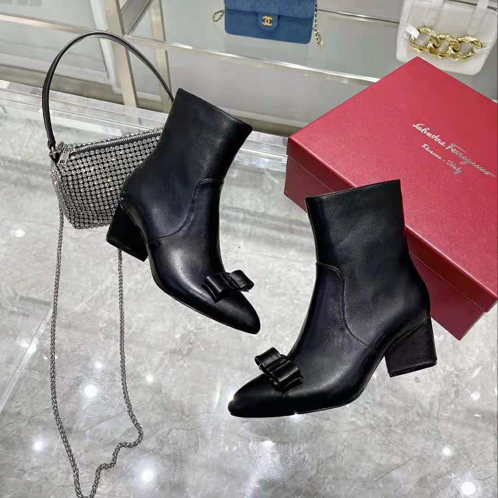 Salvatore Ferragamo Women Viva Bootie in 55mm Heel-Black - image 4