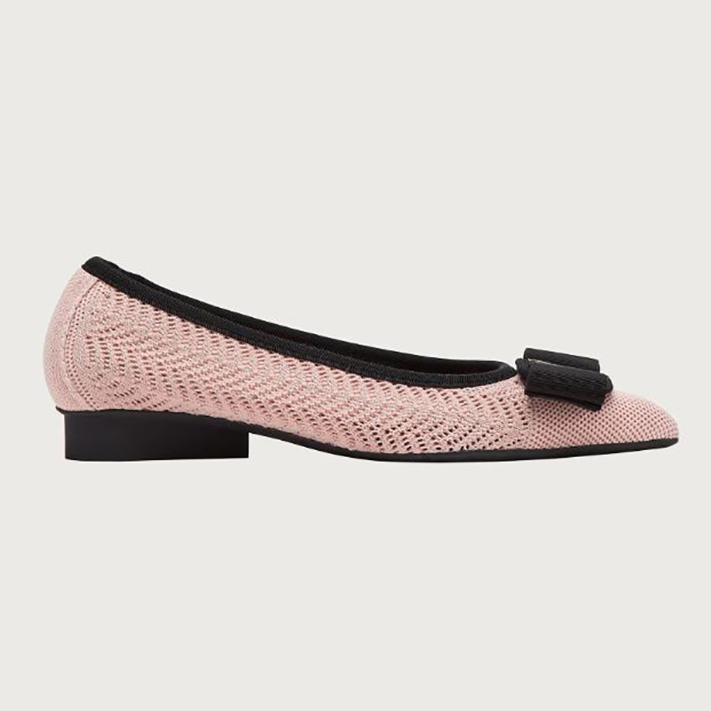 Side angle of Salvatore Ferragamo Women Viva Responsible Ballet Flat-Pink