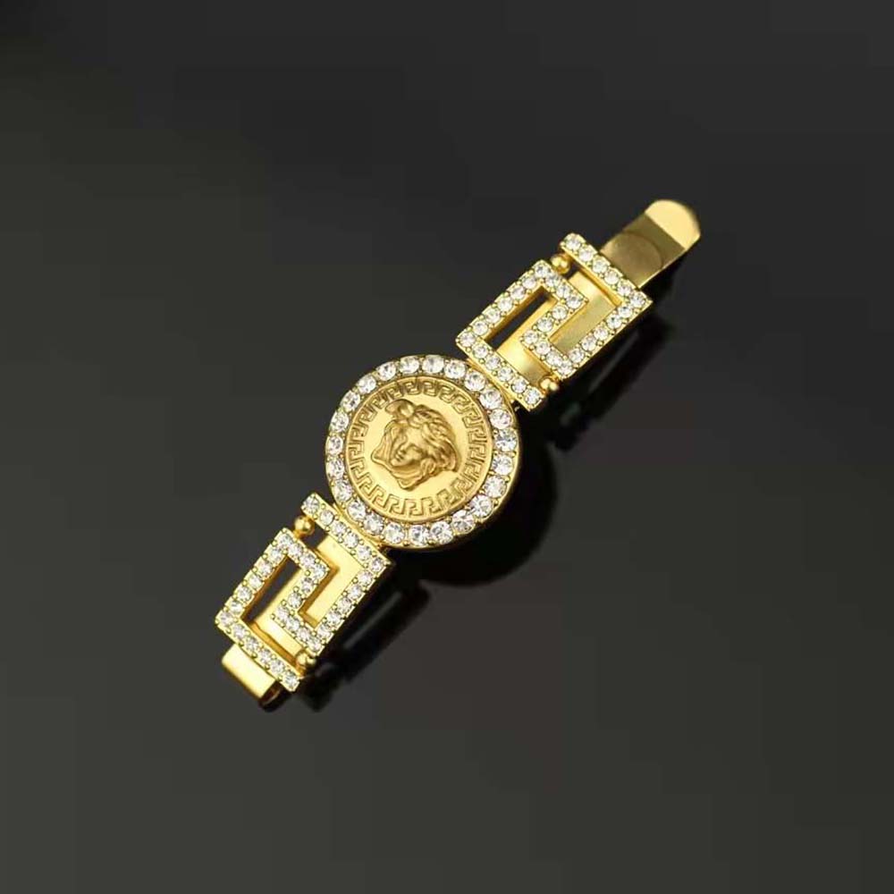 Versace Women Greca Hair Pin styled in elegant updo hairstyle