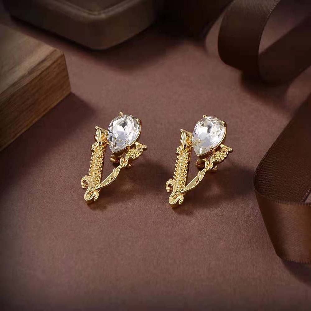 Close-up of Medusa head detail on Versace Women Virtus Stud Earrings
