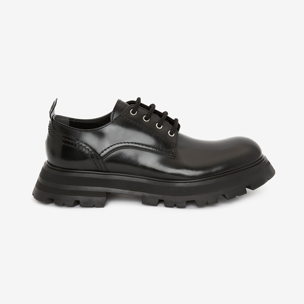 Side view of Alexander Mcqueen Women Wander Lace-Up-Black sneakers