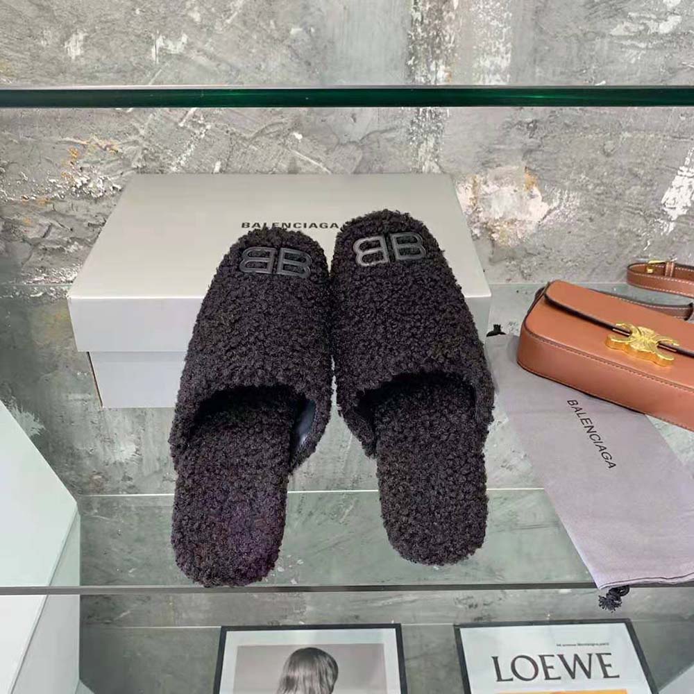 Balenciaga Women Cosy BB Mule in Black Fake Shearling - image 7
