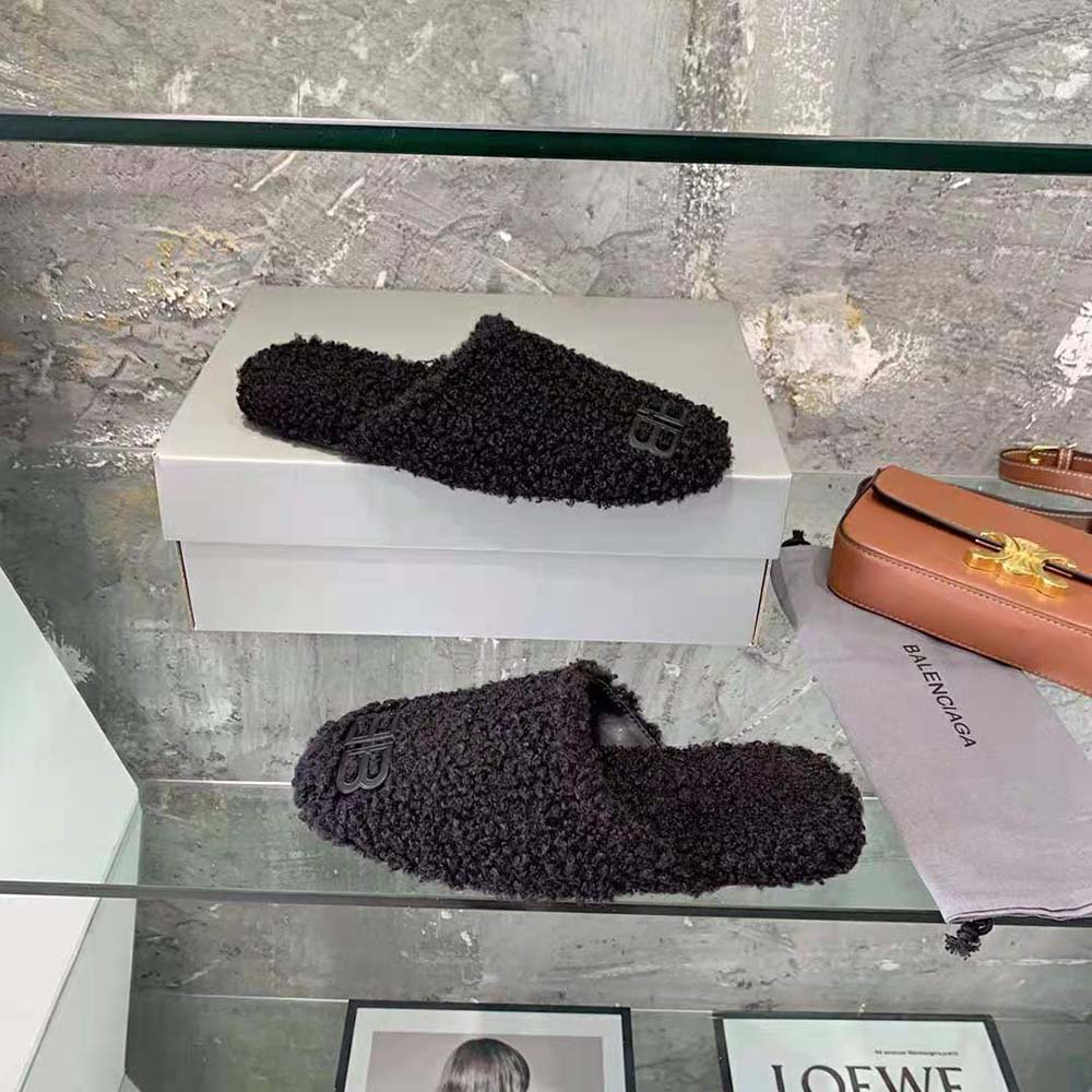 Balenciaga Women Cosy BB Mule in Black Fake Shearling - image 5
