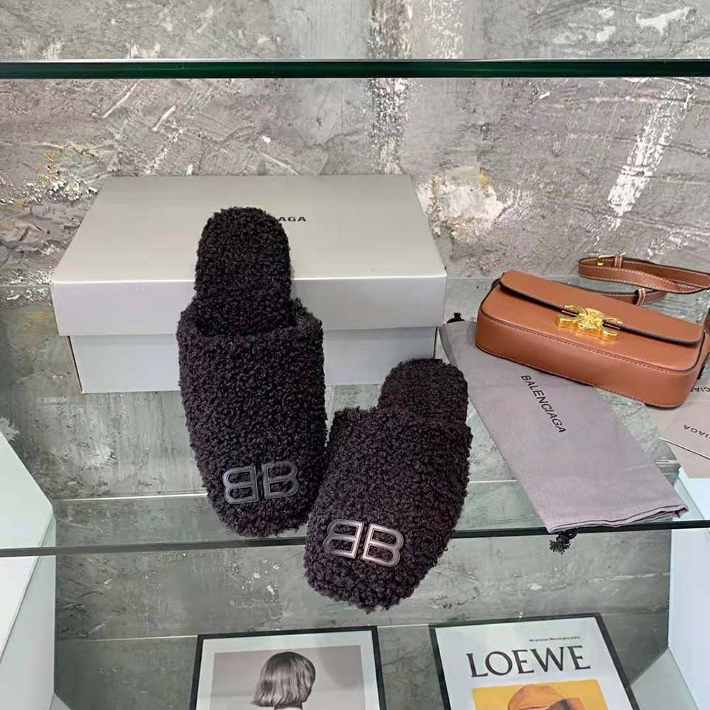 Balenciaga Women Cosy BB Mule in Black Fake Shearling - image 6